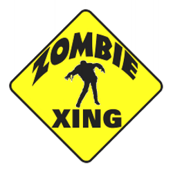 Warning - Zombie On Board Crossing Sign