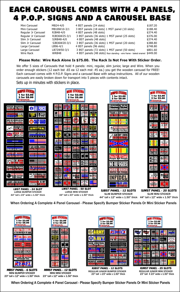 Bumper and Mini Sticker Panels for Carousels